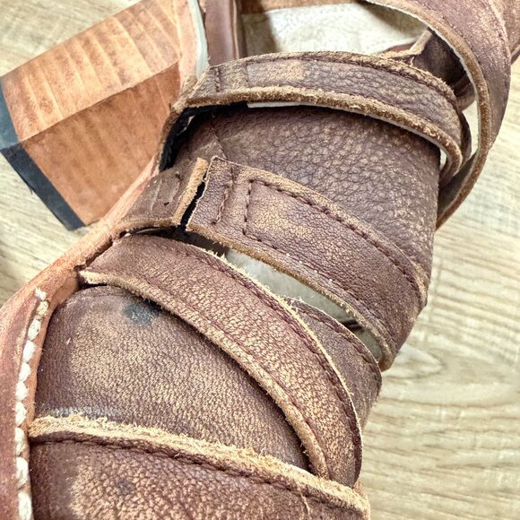 Freebird By Steven Claw Heeled Leather Sandals  Distressed Festival Western  7 - Picture 6 of 9